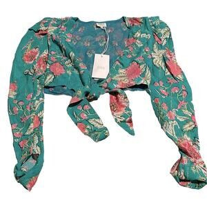 NWT hemant and nandita floral tie top